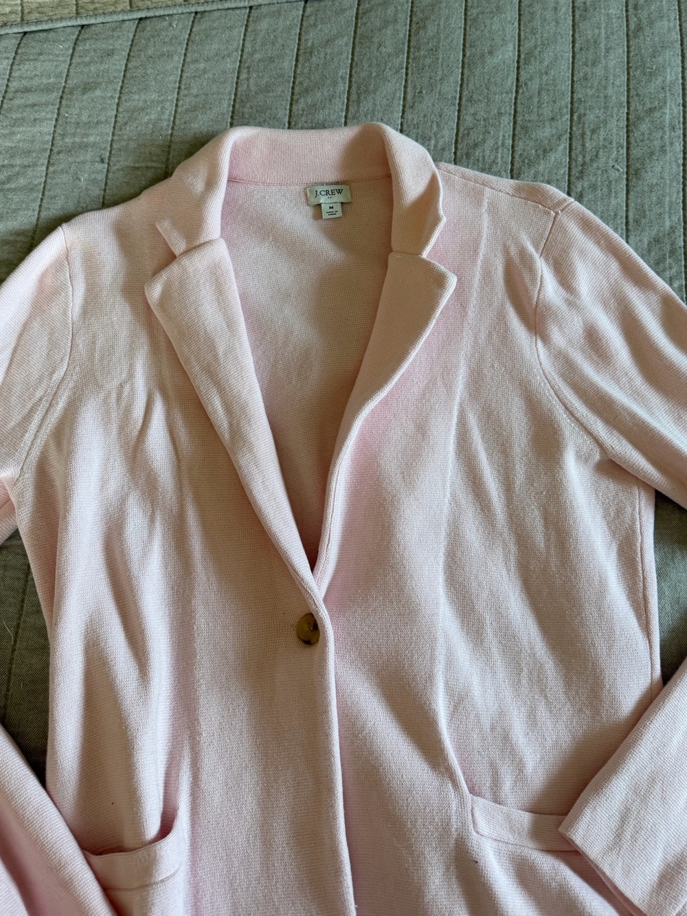 J. Crew Light Pink Single-Button Knit Blazer